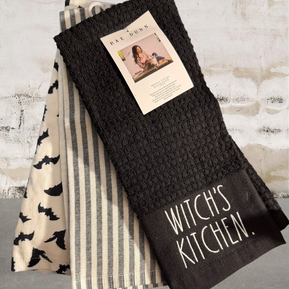 Rae Dunn "Witch's Kitchen" Halloween Kitchen Towel Set NWT